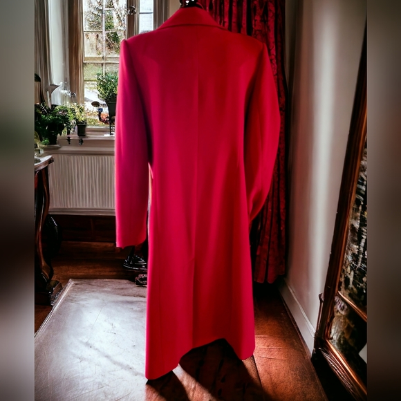 Vintage LA REDOUTE Long Candy Apple Red Lined Dress Coat - Picture 4 of 12